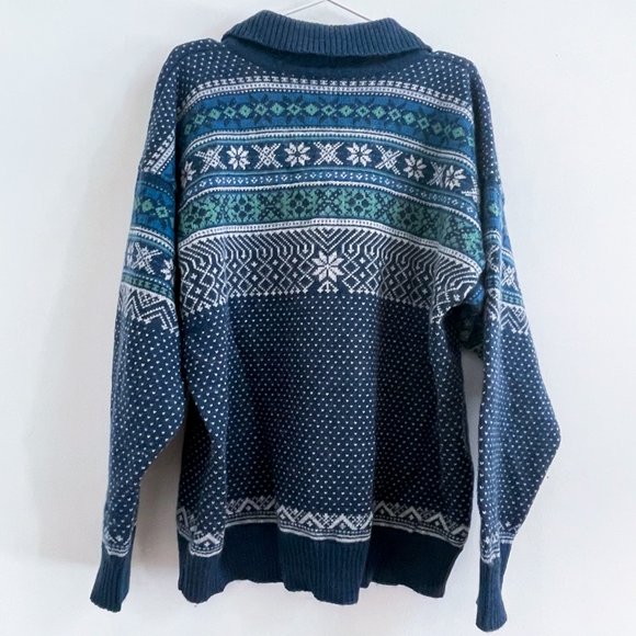 Vintage DALE of Norway Authentic Wool Knitwear Ski Winter Outdoor Blue Sweater L - Picture 8 of 11
